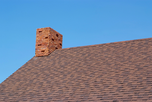 Chimney pointing, red bricks, brown shingles
